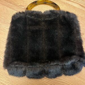 MWW MARKET Brown Faux Fur Bag